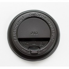 Крышка для стаканов d-80мм., черная с клапаном PS 1/100шт