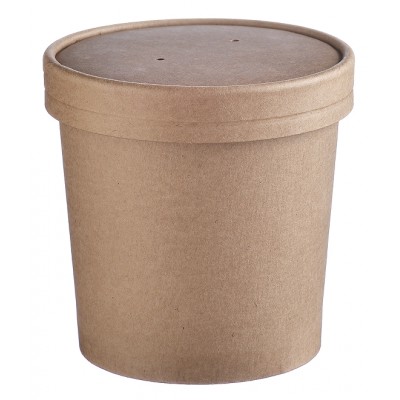 Контейнер 760мл. д/супа "DoEco" d-90мм, h-110мм, ECO SOUP 26C, КРАФТ с картон. крыш 1/25/250