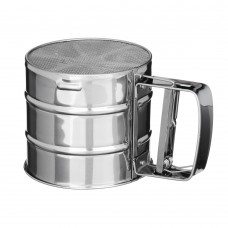 Кружка с ручным механизмом, мет. с мелкой сеткой д/посыпки сахарной пудры, муки Кружка с ручным механизмом, мет. с мелкой сеткой д/посыпки сахарной пудры, муки