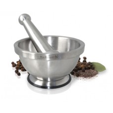 Ступка с пестиком, нерж. резиновое покрыт. дна