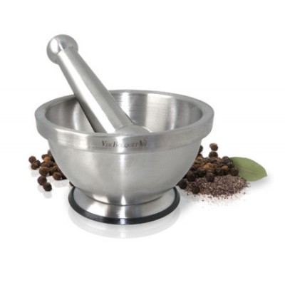 Ступка с пестиком, нерж. резиновое покрыт. дна