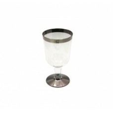 Форма  д/фуршетаФужер одноразовый для вина 180 мл Tambien прозрачный с серебряной полосой, 6 шт/упак