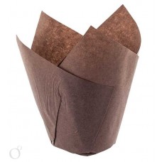 Бумажная форма для выпечки тюльпан, h=88 мм, d=50 мм, коричневая, 1/200/2400