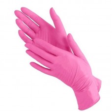 Перчатки нитриловые L розовые, 50пар