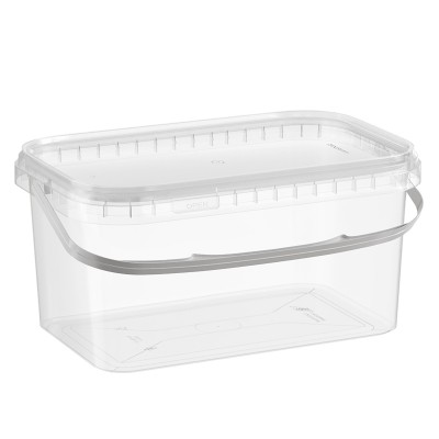 Ведро прямоугольное с крышкой 3,3л  250х158 мм., h=128, прозр., ПП