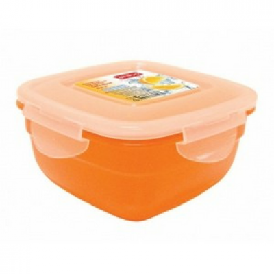 Контейнер для продуктов квадр. 0,6 л 13*13*7см п/п оранжевый Рс /30/