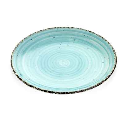 Тарелка круглая d=23 см., плоская, фарфор, цвет голубой, .
