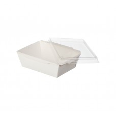 Контейнер 500мл бумажный Crystal Box  с купольной крышкой 120х160х70 мм, Белый (240 шт.)