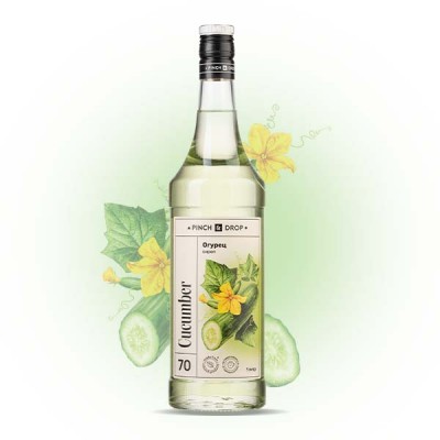 Сироп Огурец «Pinch&Drop»  стекло 1л D=85,H=330мм белый