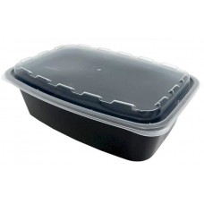 Контейнер прямоугольный 1000мл с крышкой 212*148*70мм черный РР 1/50/150