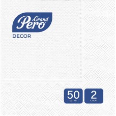 Салфетки 24*24 см белые 2-слойные Grand Pero Decor 50 шт