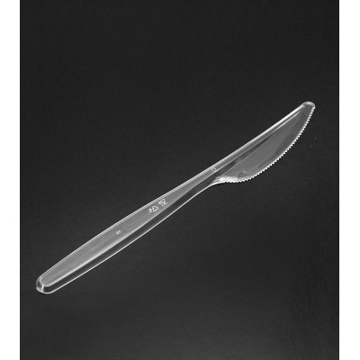 Нож столовый пластиковый 18см. прозрачный 1/50/2500