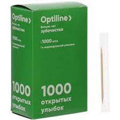 Зубочистки 1000шт. в инд/уп в бумаге "OptiLine" 1/50