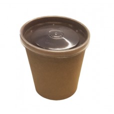 Контейнер 750мл. д/супа d-116мм, h-110мм, двухсторонний КРАФТ с пластик. крышкой 1/50/500