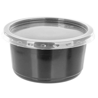 Контейнер 500мл. с крышкой "ПЛОШКА" черный  ПП ПР-МС-500 1/15шт/уп.