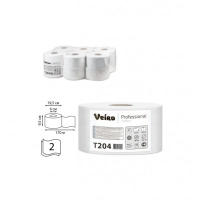 Туалетная бумага 170м 2-слойная Veiro Professional Comfort (120231) 1/12шт